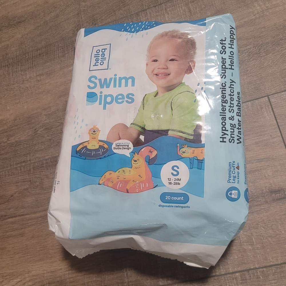 Hello Bello Swim Dipes Diapers Sloth Small 12-24 months New 20 Count